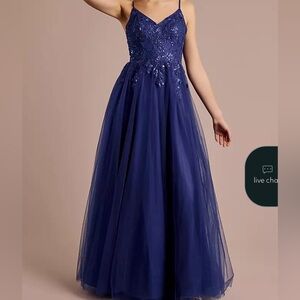 David's Bridal Blue Formal Dress